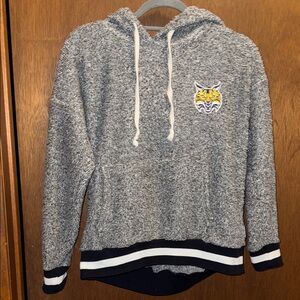 Gray Hooded Sweater with Quinnipiac Embroidered Logo